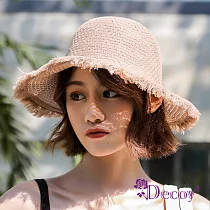 【Decoy】空靈少女*編織夏季防曬遮陽草帽漁夫帽 卡其