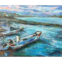 【玲廊滿藝】胡令豪─淡水夕照53x64cm