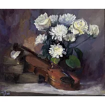 【玲廊滿藝】賴貞吟─Floral Zen XLVIII(拈花系列48)45.5x53.0cm
