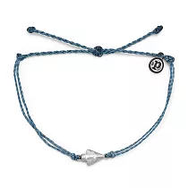 Pura Vida 美國手工 仿舊銀色箭頭 煙燻藍蠟線衝浪手鍊手環