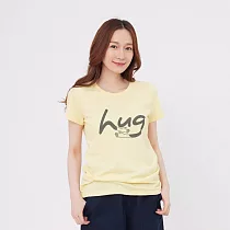hug 短袖 蜜桃棉 女T M 鵝黃色