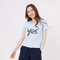 yes 短袖 蜜桃棉 女T L 水藍