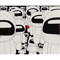 【玲廊滿藝】魏演銓─一家人 紅色氣球22x27cm