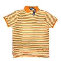Polo Ralph Lauren 男版細條紋馬球刺繡POLO衫─桔白 XL