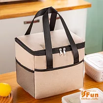 【iSFun】風味野餐*大容量方型保冷保溫便當包 米