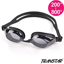 TRANSTAR 度數泳鏡 抗UV塑鋼鏡片─防霧純矽膠(200─800度) 黑─200度