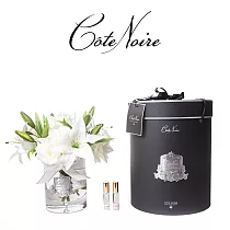 【法國 Cote Noire 寇特蘭】百合&玫瑰花束透明瓶(附贈10ml 精油x2) 白百合&玫瑰花束透明瓶