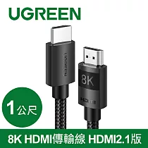 綠聯 8K HDMI傳輸線 HDMI 2.1版 純銅編織款 (1公尺)