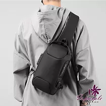 【iSPurple】潮流出眾*防盜密碼鎖充電斜垮單肩背包 黑