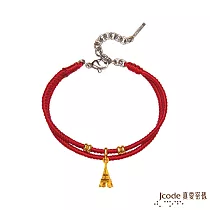 J’code真愛密碼金飾 牡羊座守護─艾菲爾鐵塔黃金紅繩手鍊