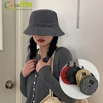 [Conalife] 優質男女百搭自帶收納大簷休閒遮陽帽 (1入) ─橘紅色