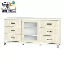 【文創集】樂蒂 環保6尺南亞塑鋼推門六抽餐櫃/收納櫃 時尚雙色