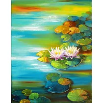 【玲廊滿藝】Miu.ch─晨光荷塘31x27cm