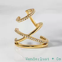 Wanderlust+Co 澳洲品牌 鑲鑽多層 金色耳骨夾 無耳洞女孩必備 Multi Pave