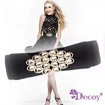 【Decoy】羽麟寶石*彈性寬版皮革腰封 黑