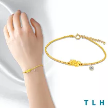 【TLH】黃金墜編織手鍊 純金999 多選 一定賺 約重0.03錢±0.01 G.招財貔貅
