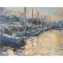 【玲廊滿藝】胡令豪─淡水風情畫72x91cm