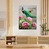 【御畫房】孔雀富貴 國家一級畫師手繪油畫60×90cm VF─111 (客製商品)