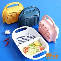 【iSFun】摺疊瀝水*洗滌蔬果多功能收納籃 藍