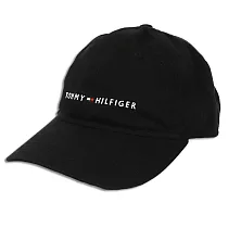 【Tommy Hilfiger】經典小LOGO可調節鴨舌棒球帽(6941823) 黑色