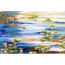 【玲廊滿藝】Miu.ch─晨光荷塘27x41cm