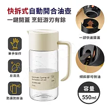 【百科良品】ZETON快拆式上蓋 自動開合 油瓶 油壺 醬油瓶 醋瓶 酒壺 調味瓶─550ml─白