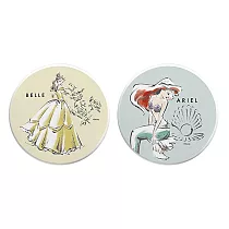 【Disney 迪士尼】珪藻土吸水杯墊 插畫公主系列 杯墊 珪藻土 (2入/組) (10*10*0.9cm) 貝殼玫瑰(圓)