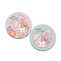 【Sanrio 三麗鷗】軟式珪藻土吸水杯墊 兔年凱蒂 杯墊 軟式杯墊 珪藻土 (2入/組) (10*10*0.5cm) 粉藍花兔─圓