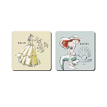 Disney 迪士尼 軟式珪藻土吸水杯墊 插畫公主 杯墊 珪藻土 (2入/組)(10*10*0.5cm) 貝殼玫瑰(方)