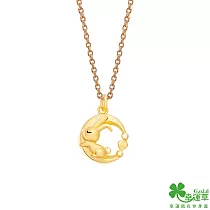 幸運草金飾 月光兔黃金墜子 送玫瑰鋼項鍊