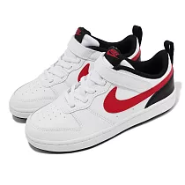 Nike 休閒鞋 Court Borough Low 2 PSV 中童鞋 白 紅勾 黑 皮革 經典 魔鬼氈 BQ5451─110