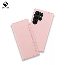 CASE SHOP Samsung S23 Ultra 前收納側掀皮套─ 粉