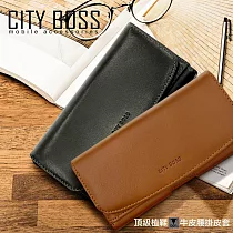 City Boss 城市街頭頂級植鞣牛皮腰掛皮套─6吋以下 Galaxy Note20 / Note20 Ultra 黑色