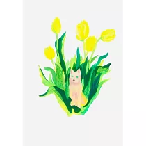 【玲廊滿藝】李喬煒─小白系列─鬱金香38x26cm