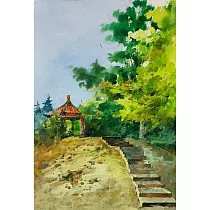 【玲廊滿藝】張宏彬─大雪山下26x38cm
