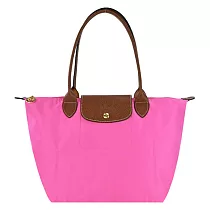 LONGCHAMP LE PLIAGE系列長把再生尼龍摺疊水餃包(中) 糖果粉