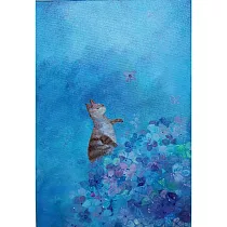 【玲廊滿藝】凃美華─花花世界─怡然自得25.5x17.5cm
