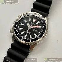 CITIZEN星辰精品錶，編號：CI00015，42mm圓形銀精鋼錶殼黑色錶盤矽膠深黑色錶帶