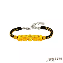 J’code真愛密碼金飾 發財貔貅硬金編織男手鍊