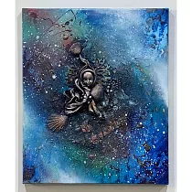 【玲廊滿藝】廖鎵玉─靛藍輕舞45x38cm