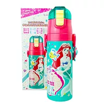 【Skater】超輕量可背式直飲式不鏽鋼保溫水壺470ml 小美人魚