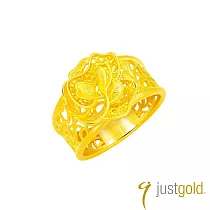 【Just Gold 鎮金店】金綻牡丹 黃金戒指(寬版)(港圍) 13 黃金
