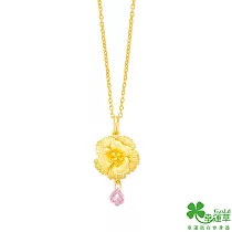 幸運草金飾 時光靜好黃金墜子 送玫瑰鋼項鍊
