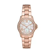 Michael Kors 巴黎風情時尚腕錶─玫瑰金X白