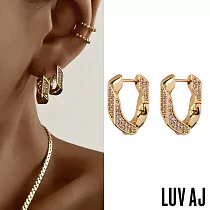 LUV AJ 好萊塢潮牌 鑲鑽金色古巴鎖扣耳環 PAVE CUBAN LINK HOOPS
