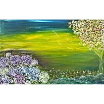 【玲廊滿藝】拾遺畫話Mina─繡球花的春天27x45.5cm