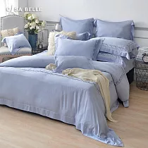 法國CASA BELLE《波賽隆頓》雙人天絲刺繡四件式防蹣抗菌吸濕排汗兩用被床包組(共兩色)─藍色