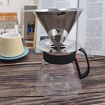 coffee play304不鏽鋼咖啡濾杯─1~4杯+咖啡玻璃壺─600ml