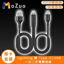 【魔宙】「聲卡/直播」lightning 轉 Type─C/USB 一分二充電轉接線