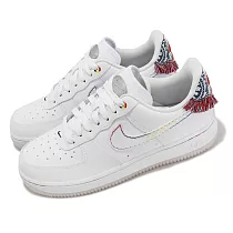 Nike 休閒鞋 Wmns Air Force 1 07 LX 女鞋 白 紅 編織 民族風 幾何圖案 AF1 FN8918─111
